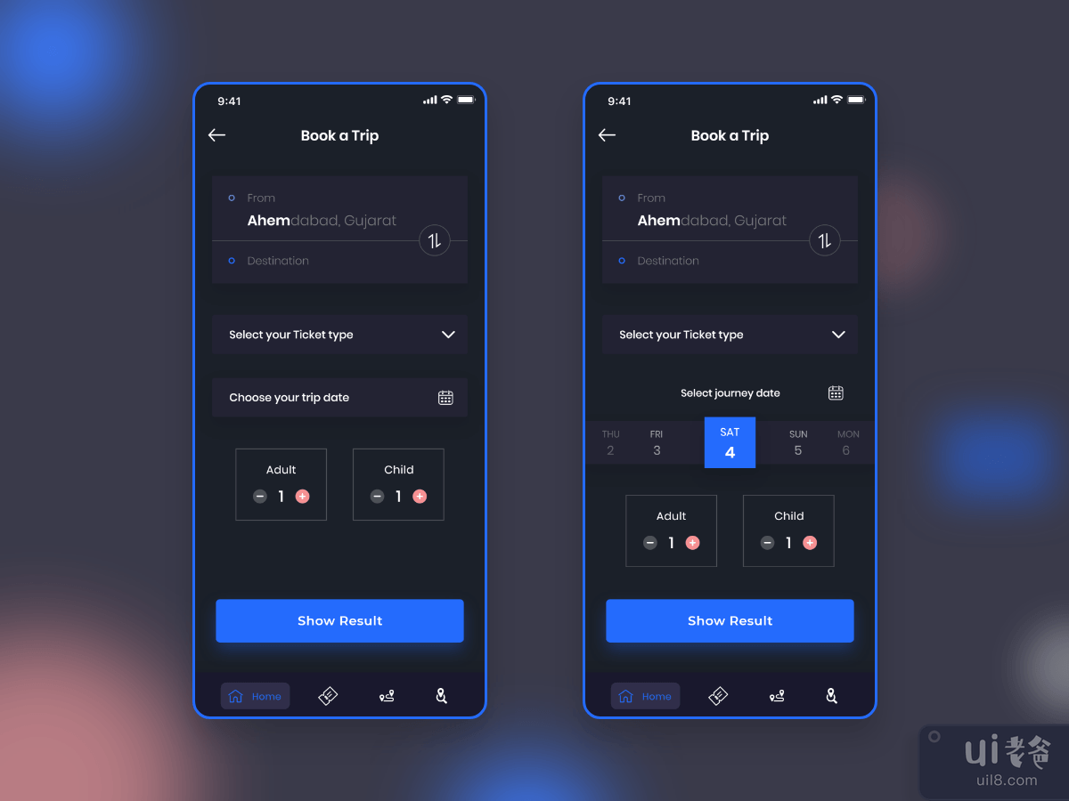 书票深色 UI(Book Ticket dark UI)插图