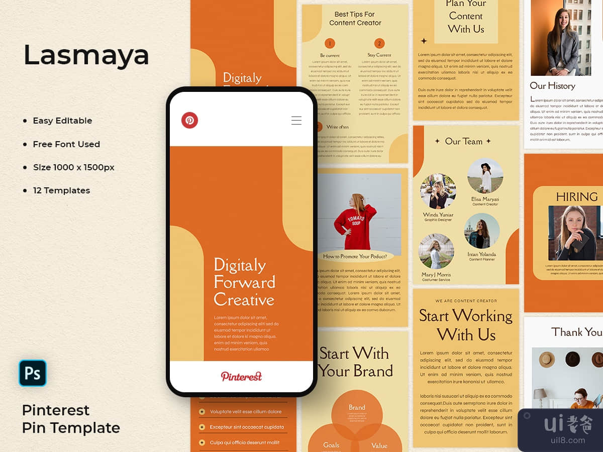 Lasmaya - Content Creator Pinterest Pin Template