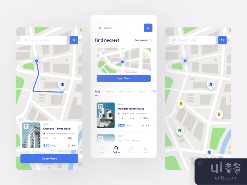 Sewo - Real Estate Mobile Apps UI Kit (Explore Page)