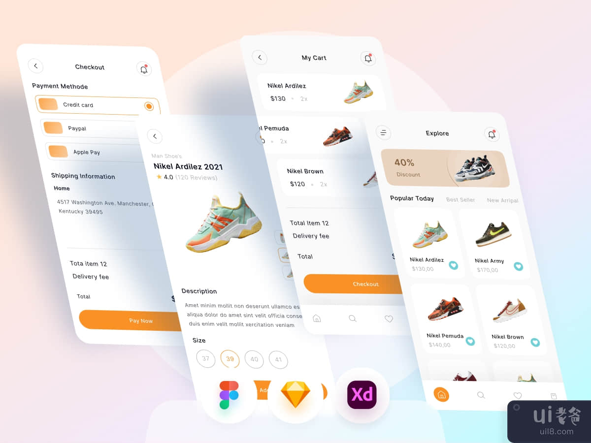鞋类电商手机App(Shoes E-Commerce Mobile App)插图