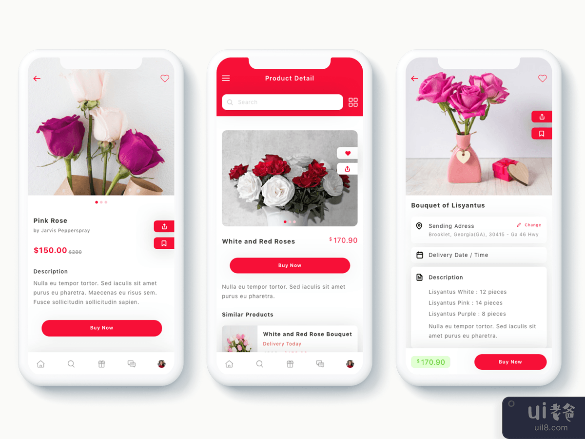 Zambak - 礼品和鲜花递送应用程序 UI 套件(Zambak - Gift and Flower Delivery App UI Kit)插图