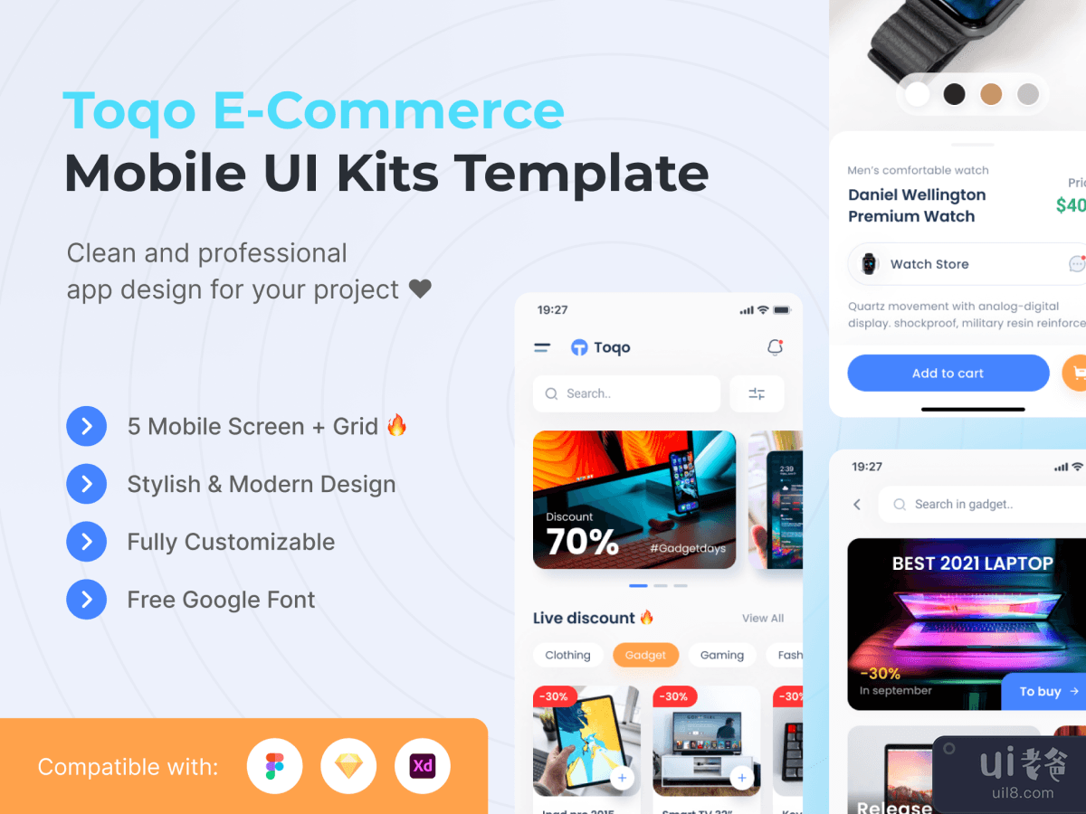 Toqo E-Commerce Mobile UI Kits Template