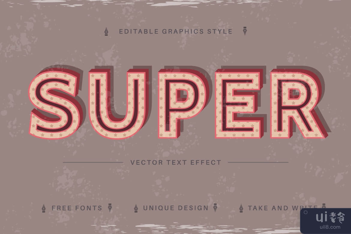旧 - 可编辑文本效果，字体样式(Old - Editable Text Effect, Font Style)插图3
