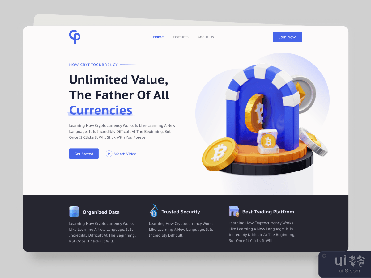 Cryptocurrency Landing Page - UI design