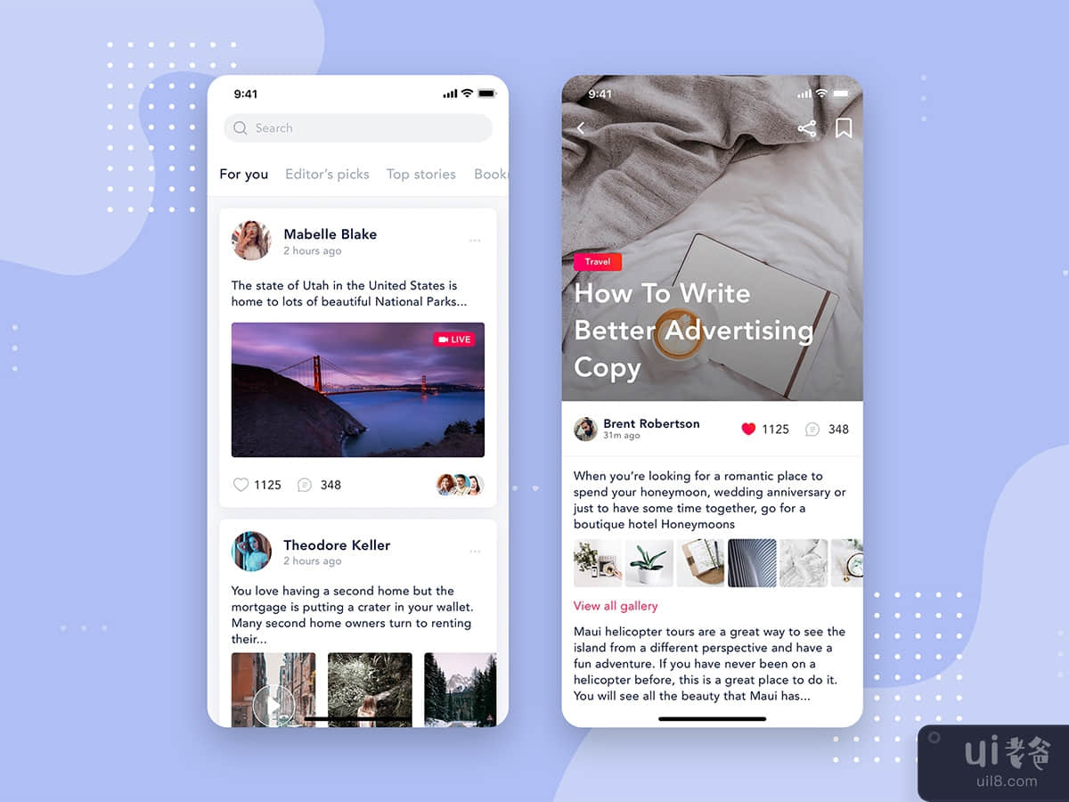 Social - Articles Mobile Interface Concept 