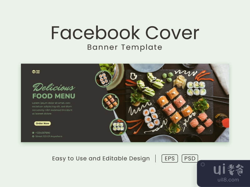 Delicious Food facebook cover page and web banner design template