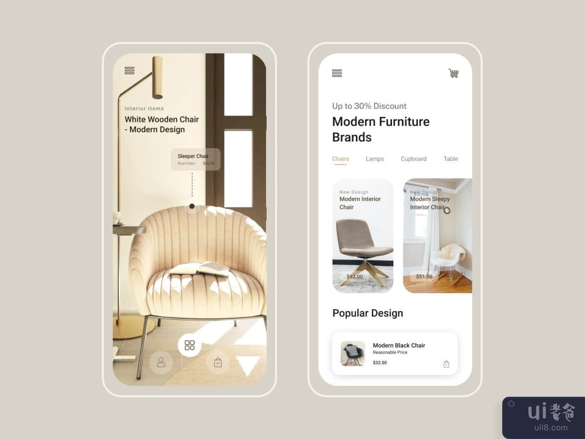 家具店应用界面(Furniture Shop App Ui)插图