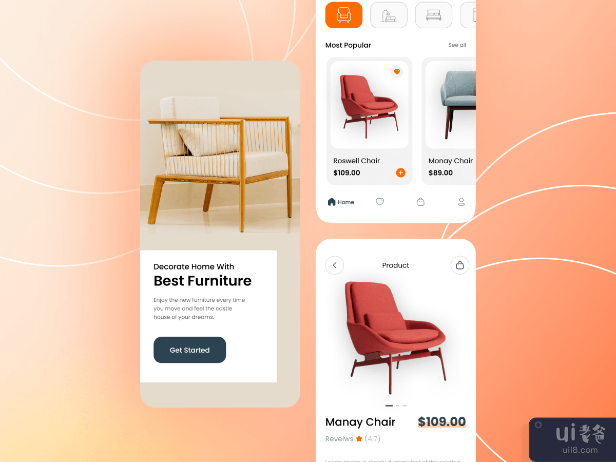 电子商务家具应用概念(E-Commerce Furniture App Concept)插图3