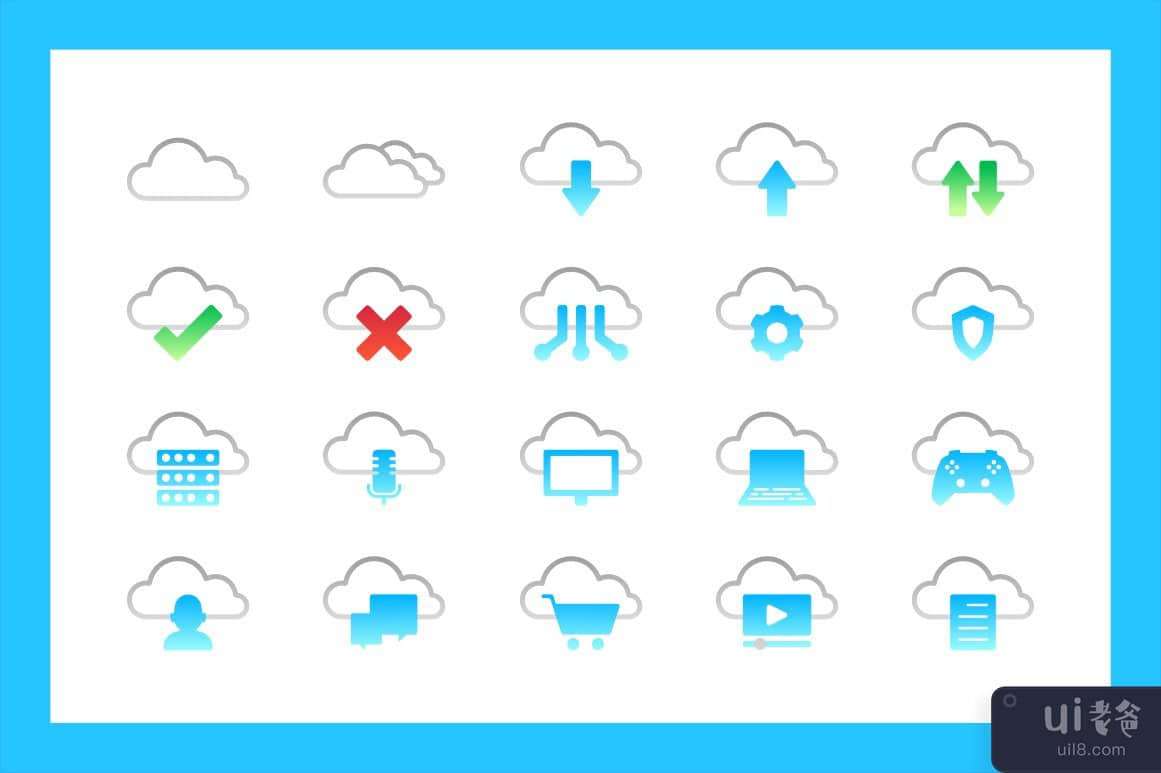 云计算图标集(Cloud Computing Icons Set)插图