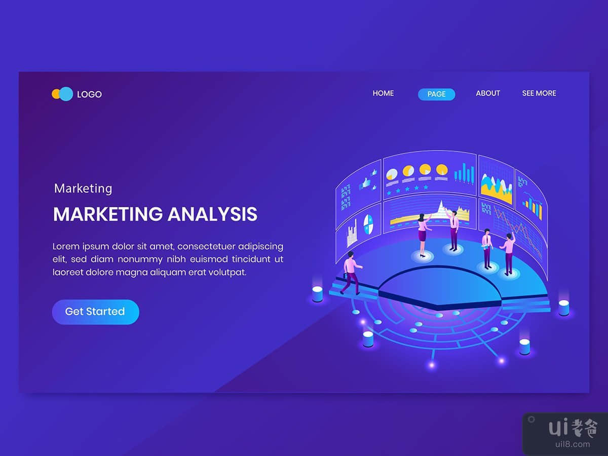 Marketing Analysis Isometric Concept Landing Page