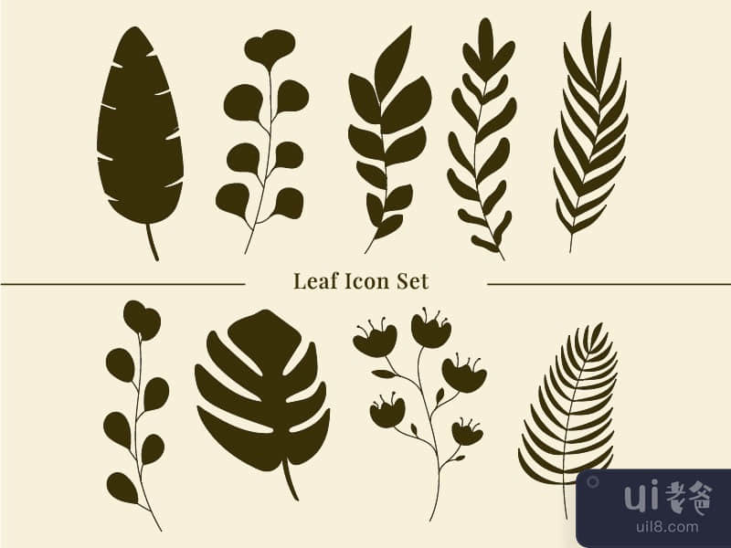 Leaf silhouette icon set