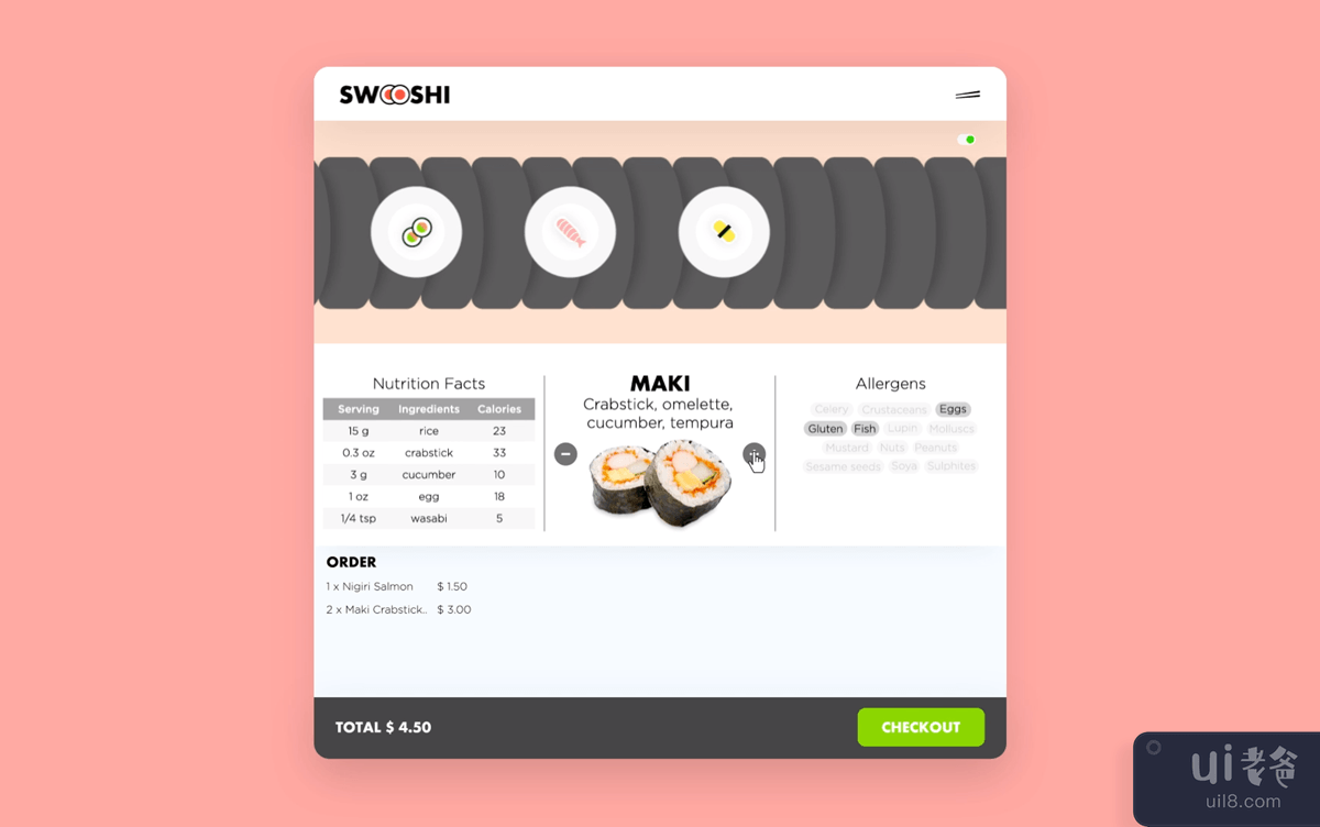 Swooshi – 一款交互式 Kaiten 寿司应用程序(Swooshi – An Interactive Kaiten Sushi App)插图6