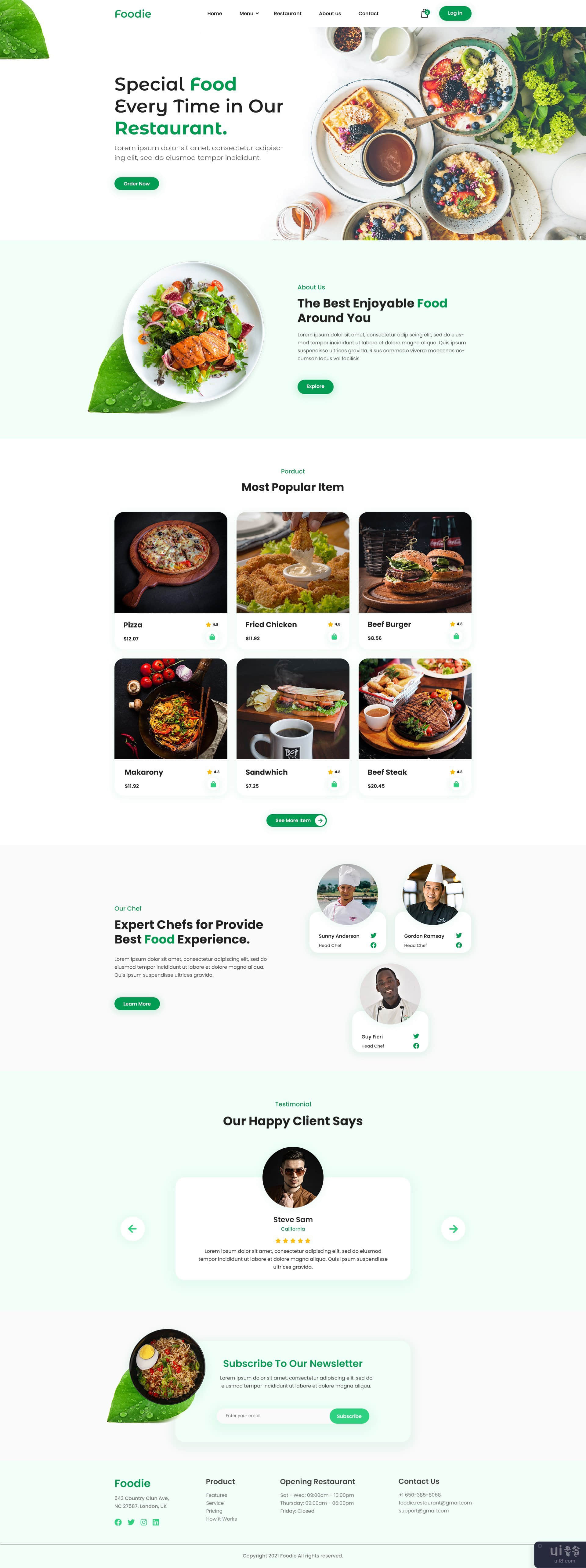 餐厅 - 网页模板设计(Restaurant - Web Template Design)插图
