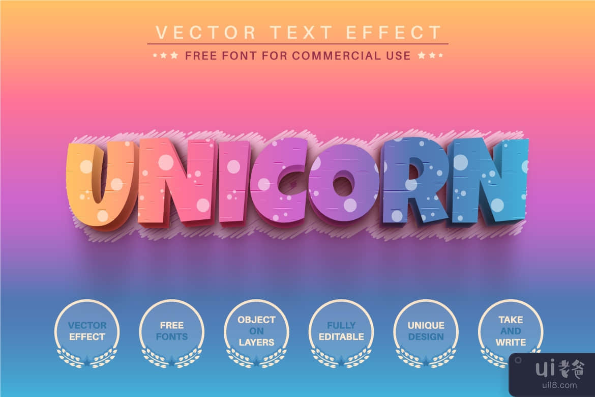 Fantasy Unicorn - 可编辑的文字效果，字体样式(Fantasy Unicorn - Editable Text Effect, Font Style)插图