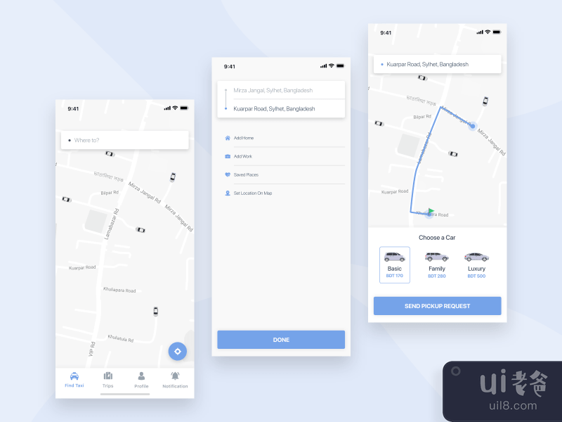出租车预订移动应用程序 UI 套件(Taxi Booking Mobile App UI Kit)插图3