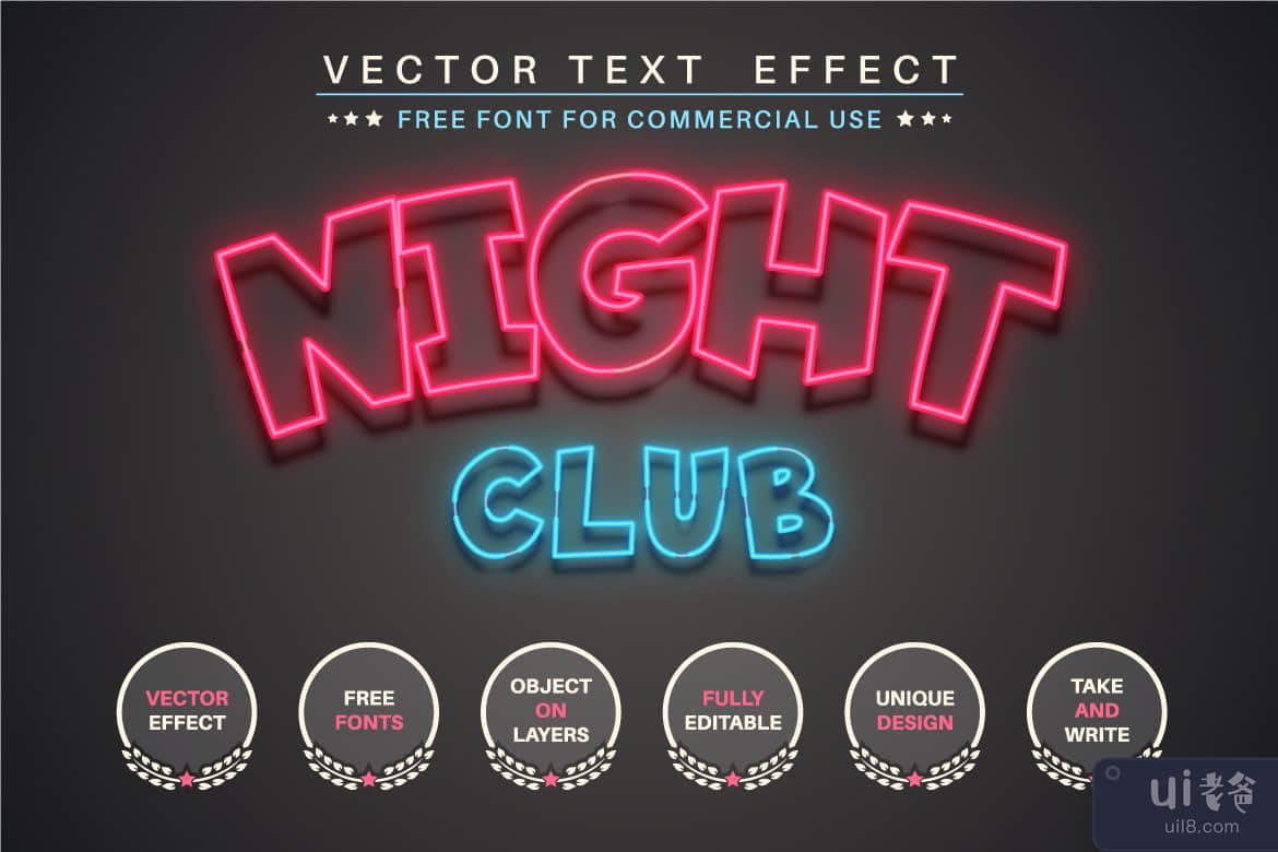 夜派对 - 可编辑的文字效果，字体样式(Night Party - Editable Text Effect, Font Style)插图4