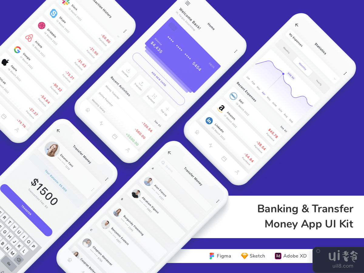 Banking & Transfer Money App UI Kit