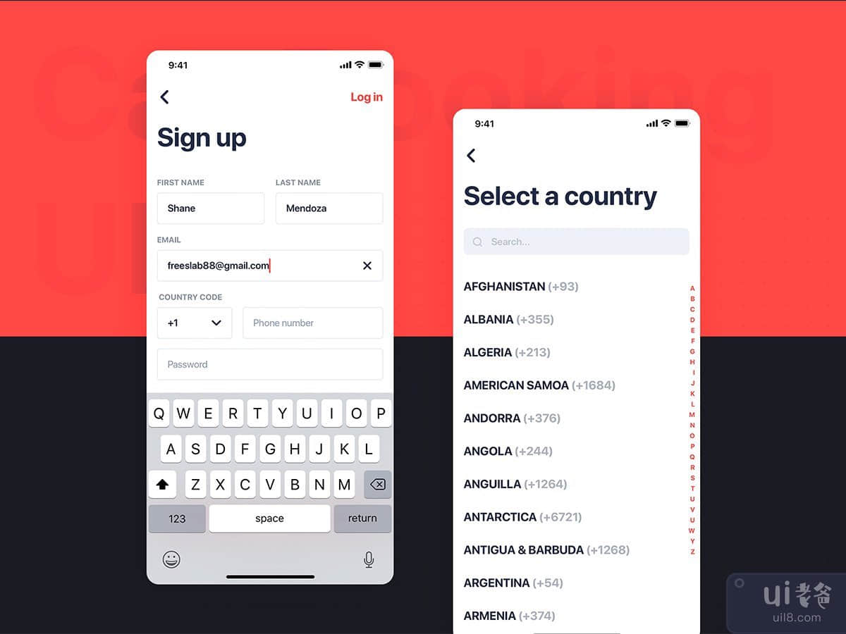 Car Booking UI mobile concept - Sign Up form