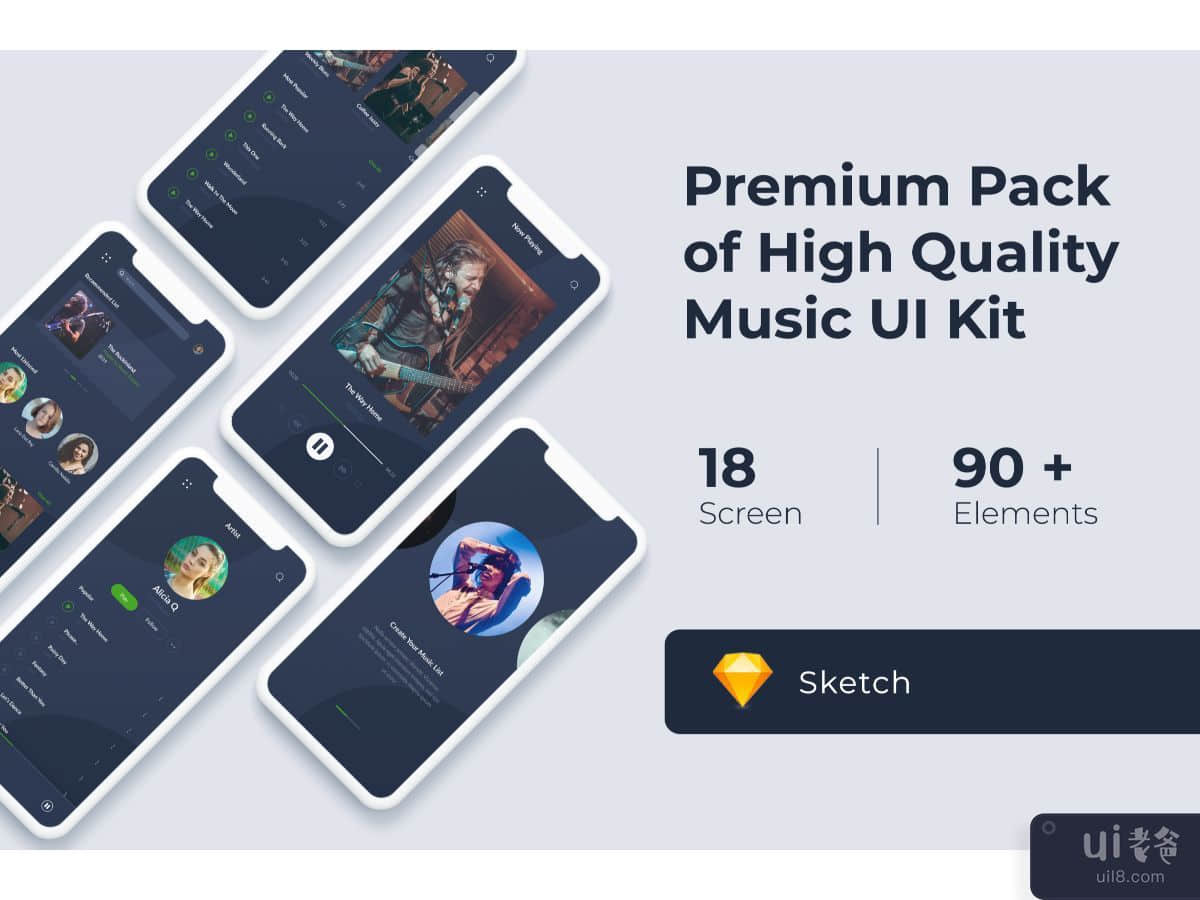 Music Audio Play App UI KIT for Sketch 