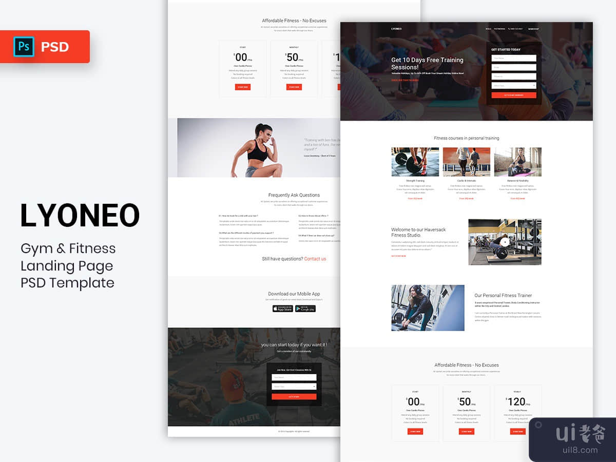 Gym & Fitness Landing Page PSD Template