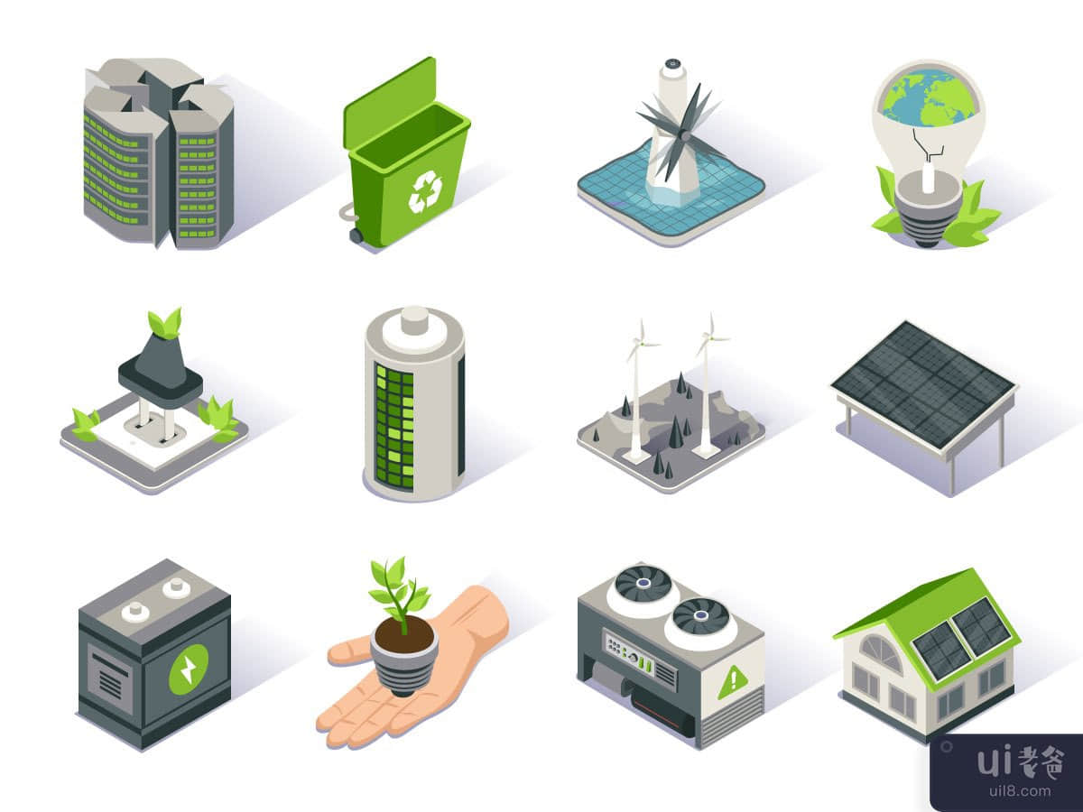 Ecology 3D icons set
