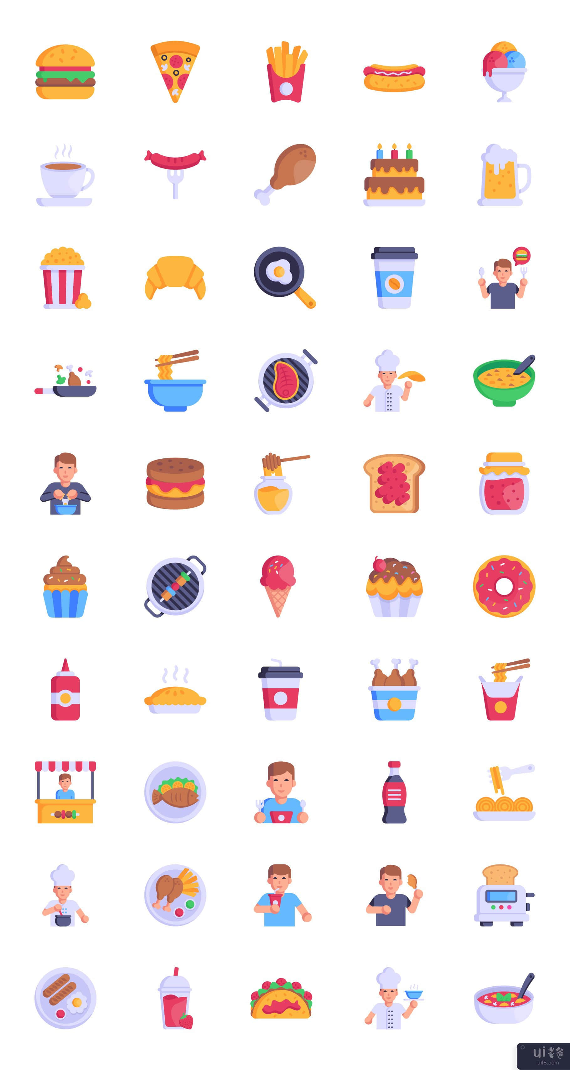50 个快餐矢量图标(50 Fast Food vectors Icons)插图