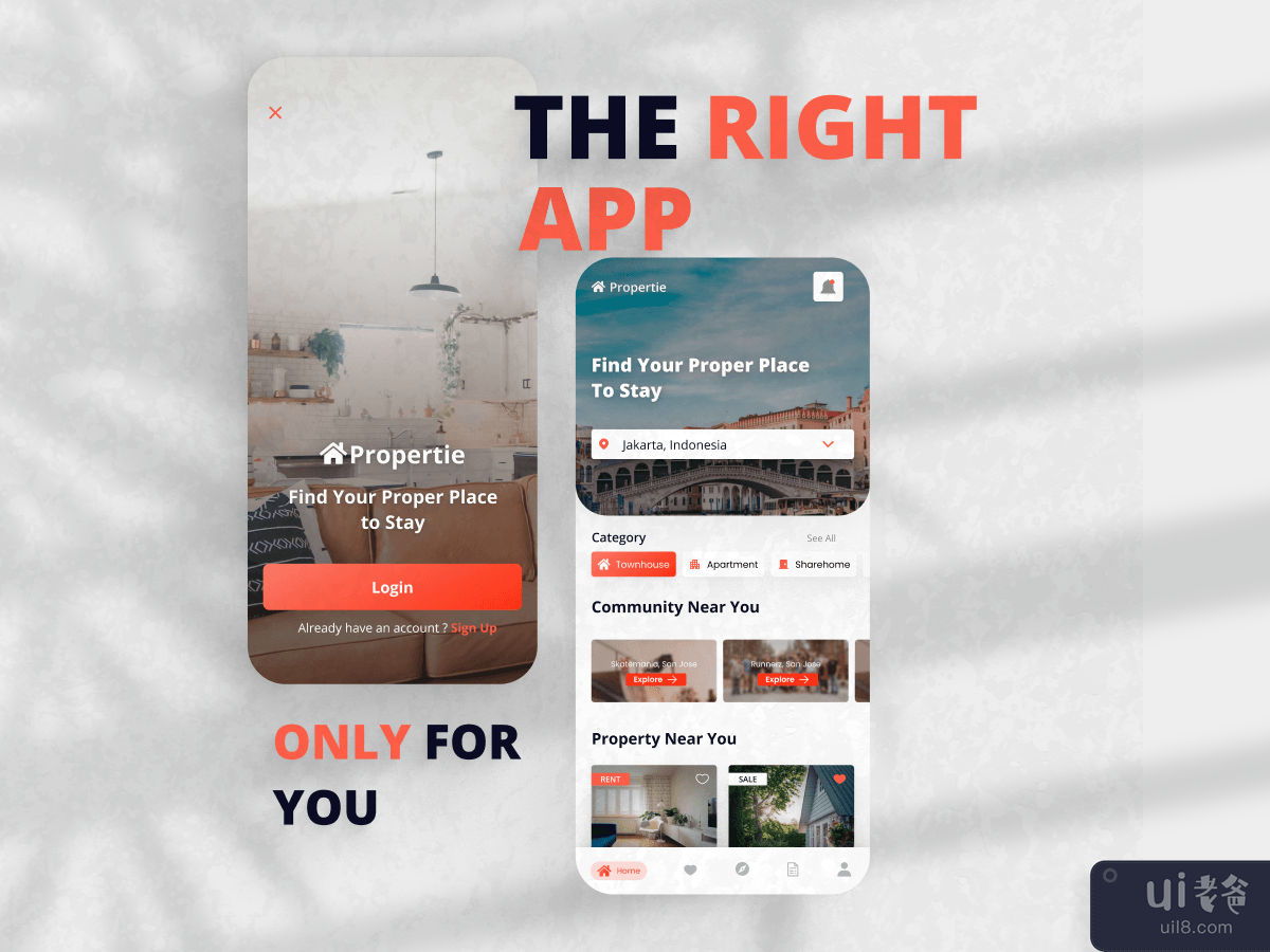 出租物业移动应用程序 | UI 工具包模板(Rent property Mobile app | UI Kits Template)插图1