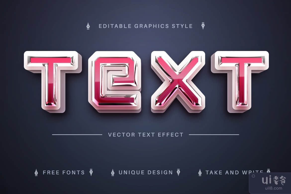 逼真的 3D - 可编辑的文本效果，字体样式(Realistic 3D - Editable Text Effect, Font Style)插图