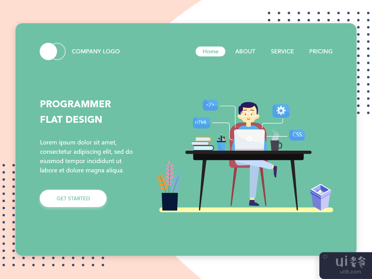 Programmer flat design concept for Landing page