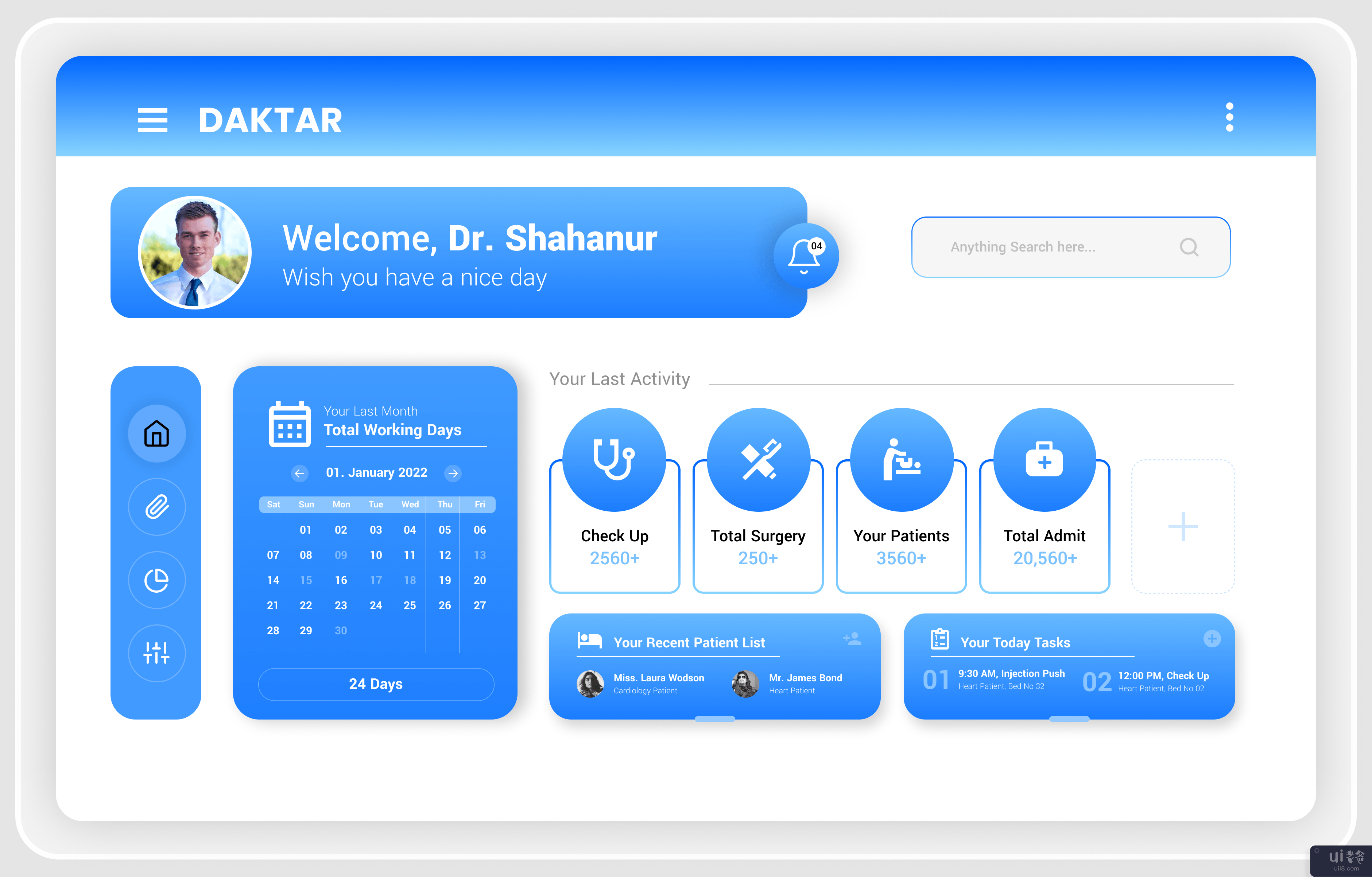 Doctor Dashboard 简洁简洁的 UI 设计(Doctor Dashboard Clean and Simple Ui Design)插图