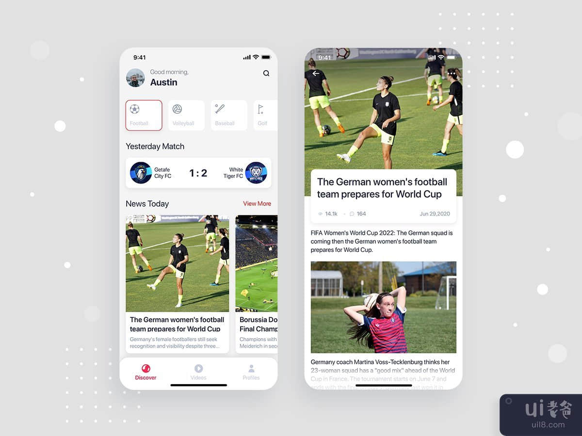 Sport News mobile app concept