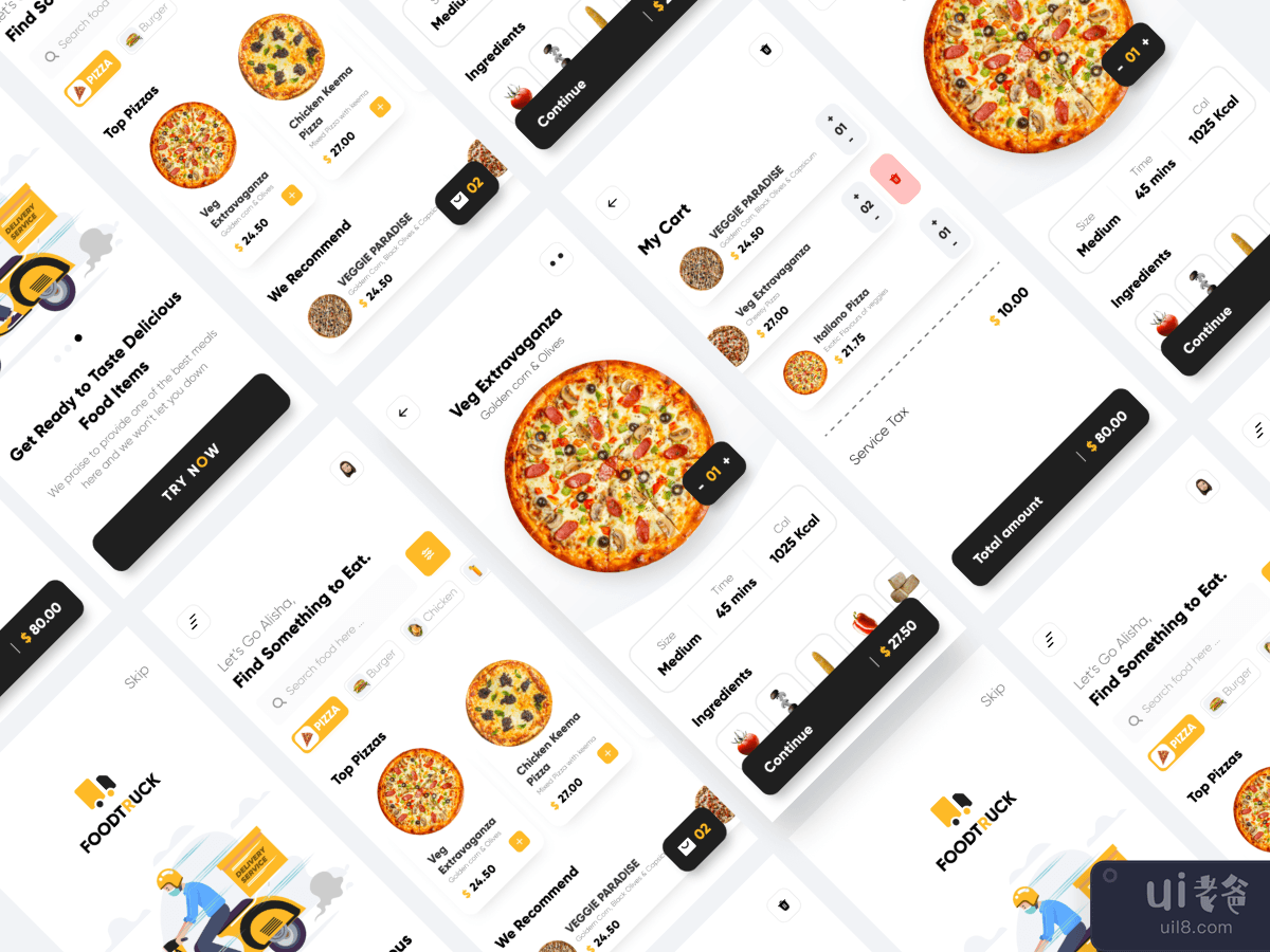 披萨外卖应用概念(Pizza Delivery App Concept)插图