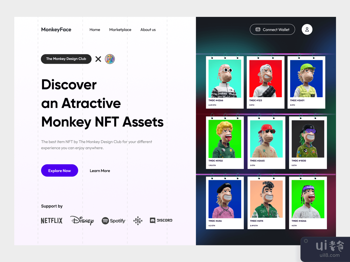 Monkey Face - NFT Hero Section