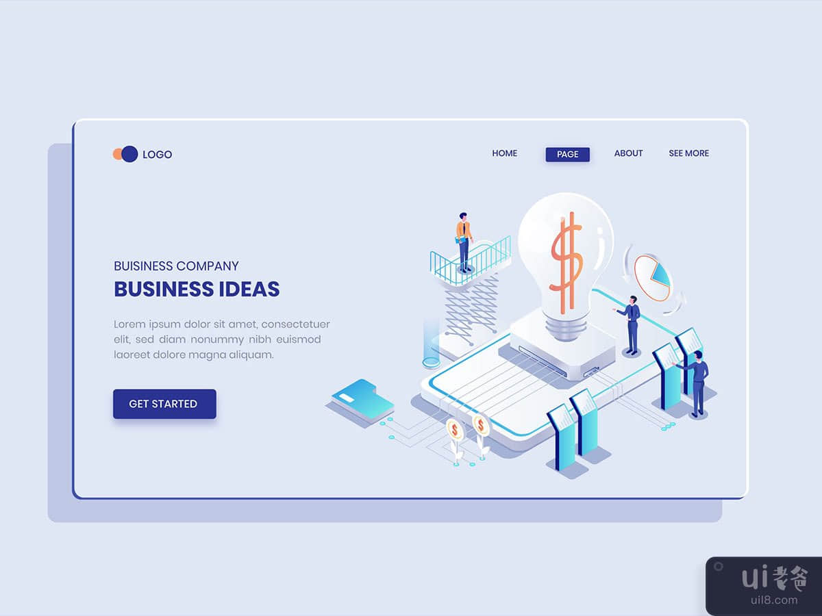 Business Ideas Isometric Concept Langding Page