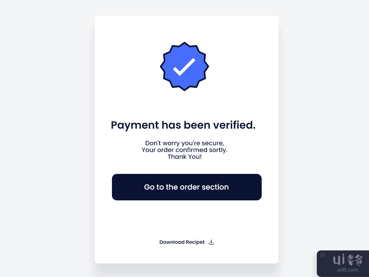 Payment verification card - UI Card
