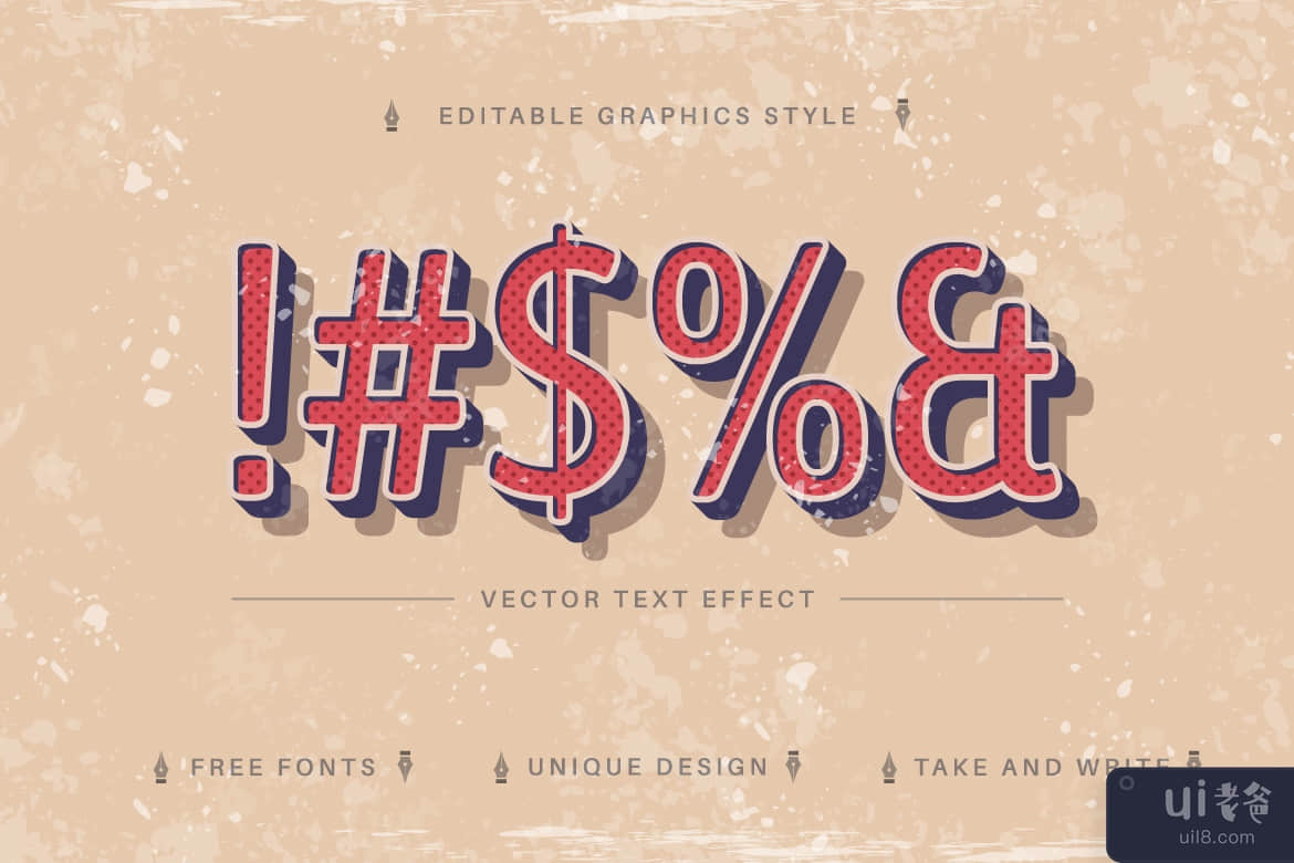 超级复古 - 可编辑的文字效果，字体样式(Super Retro - Editable Text Effect, Font Style)插图3