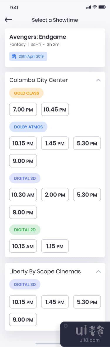 电影票预订应用程序（轻主题）(Movie Tickets Booking App (Light Theme))插图4