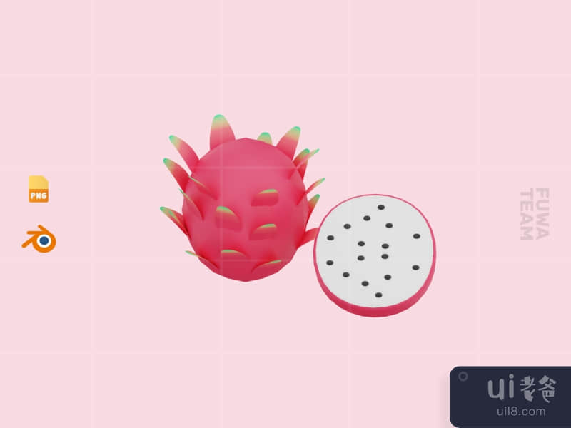 Cute 3D Fruit Illustration Pack - Dragon Fruit