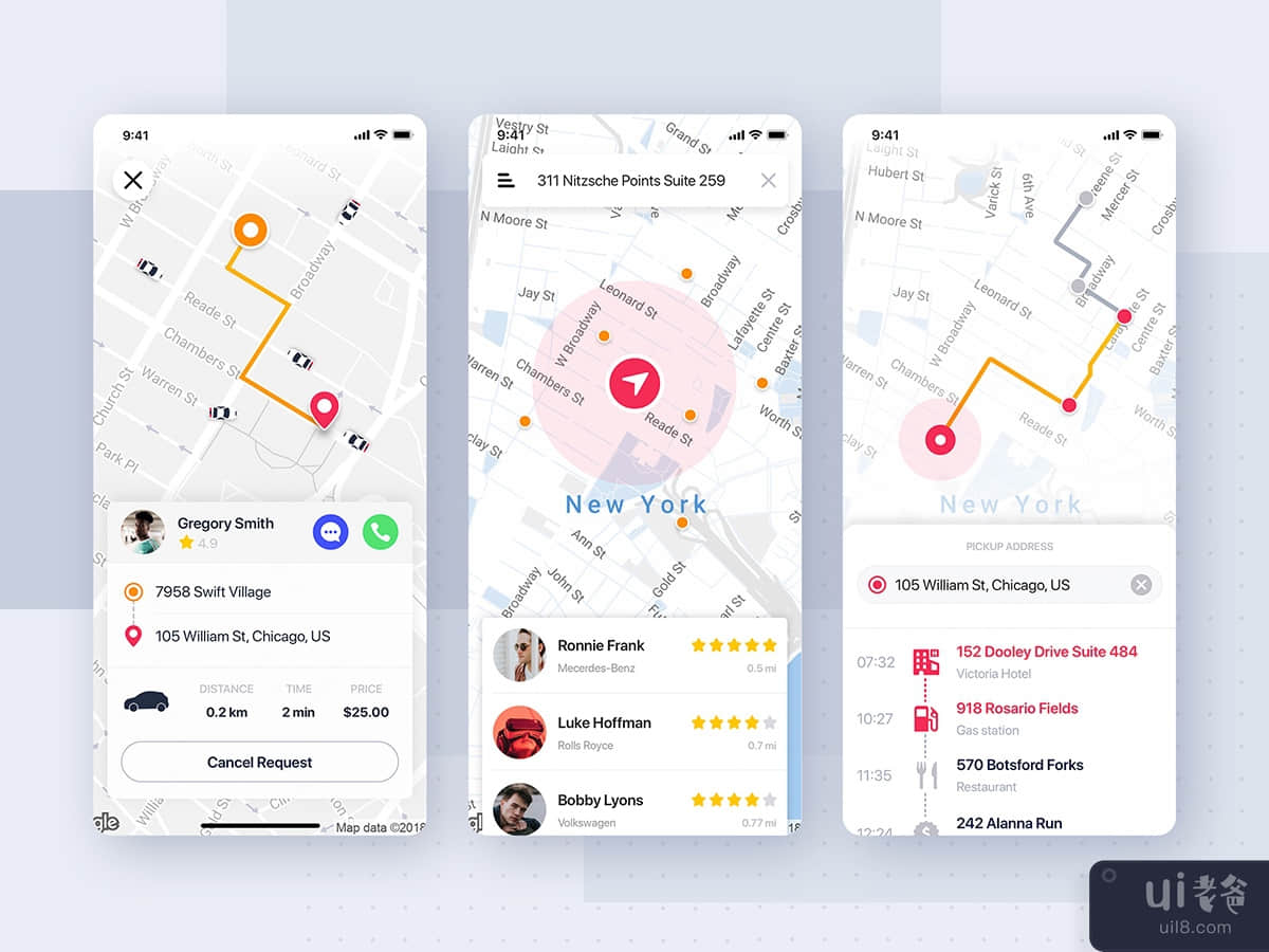 Map & Tracking screens for Taxi Service app