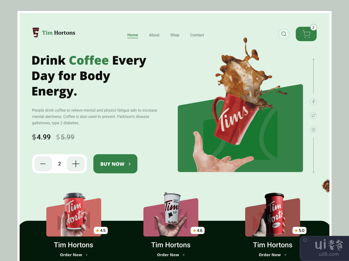Tim Hortons 咖啡店网站页眉探索(Tim Hortons Coffee Shop Website Header Exploration)插图