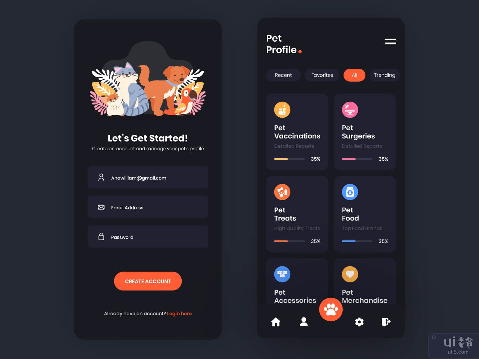 Pet Profile App UI Design