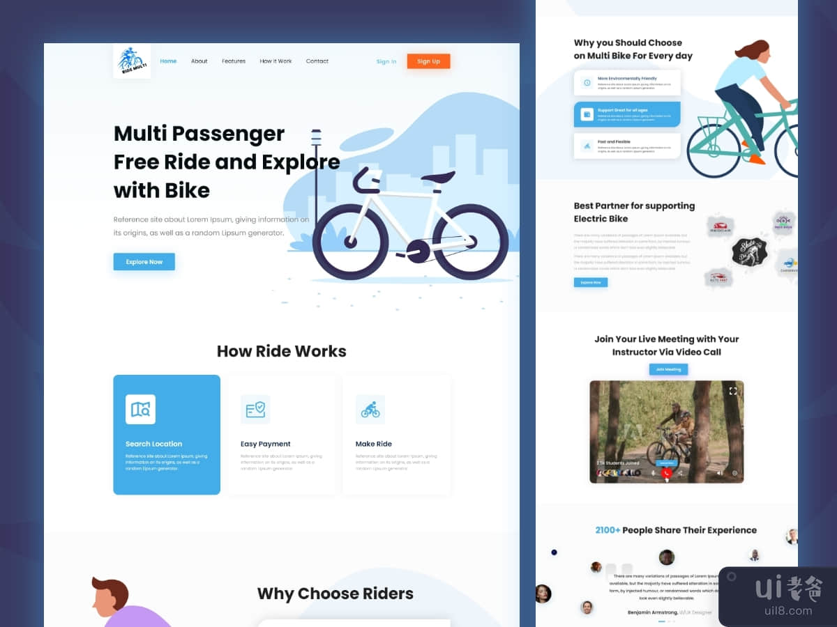 Rider - Multi Rider Landing Page UI Design