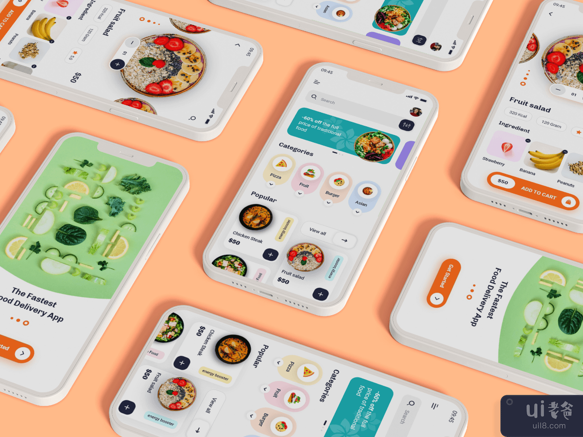 送餐应用程序屏幕(Food Delivery App Screen)插图