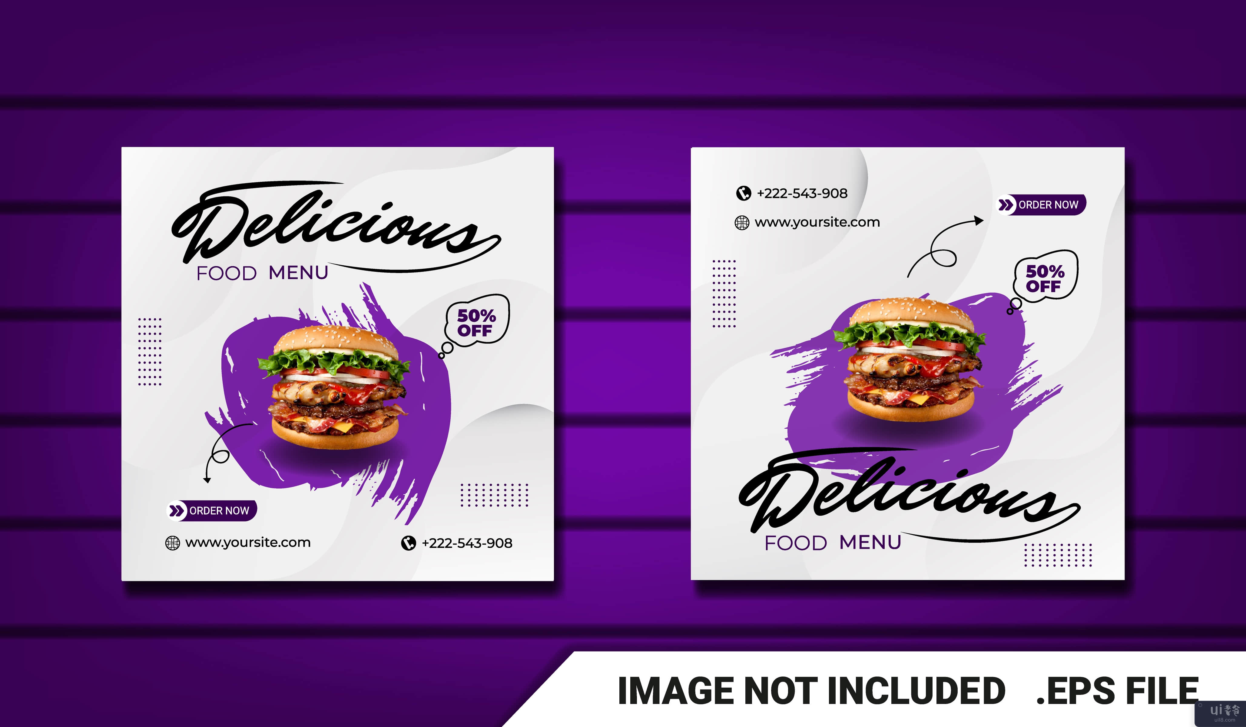 社交媒体发布汉堡时尚模板(social media post burger trendy template)插图