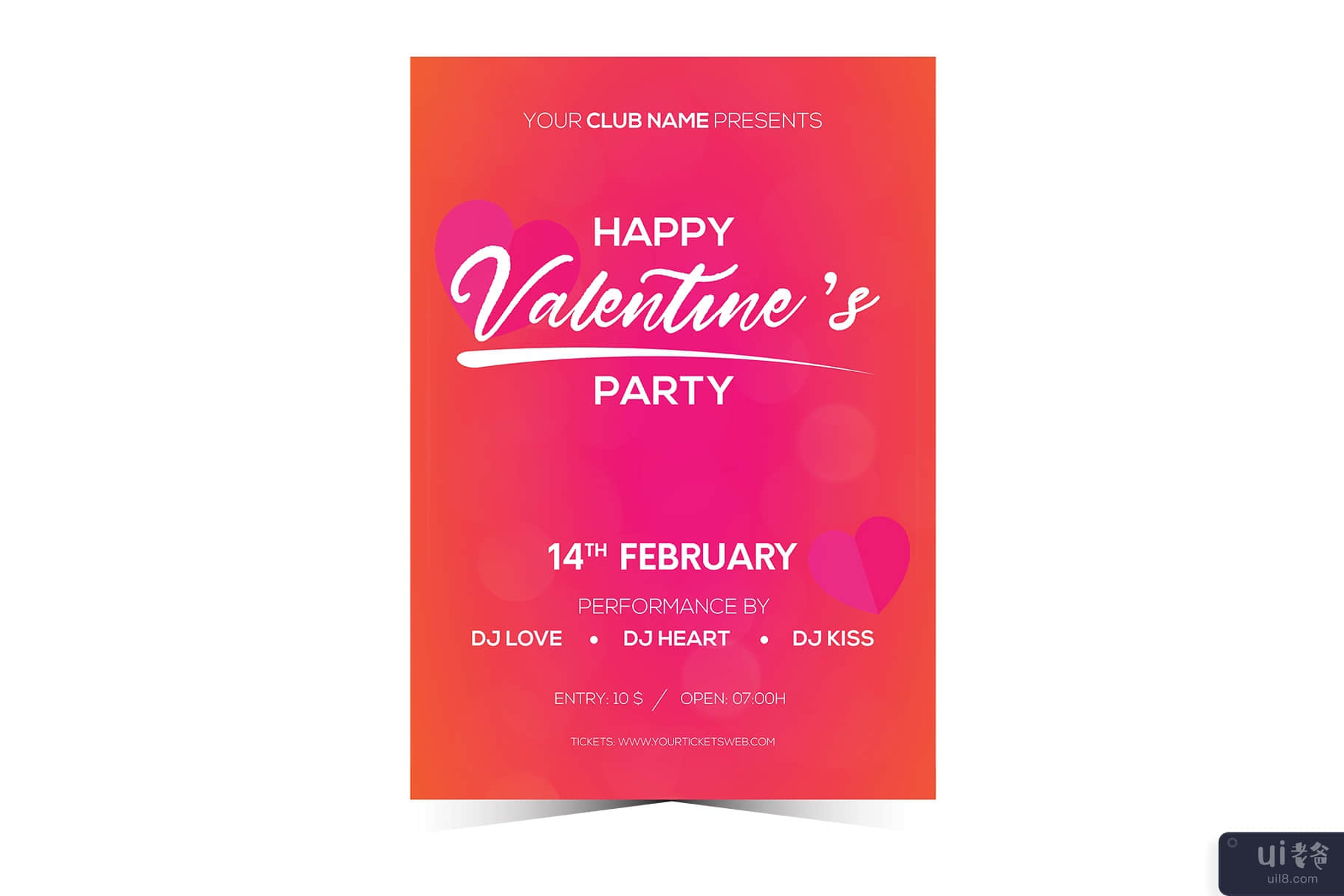 情人节派对传单 5 EPS 文件 2 月 14 日(Valentines Party Flyer 5 EPS Files 14th February)插图3