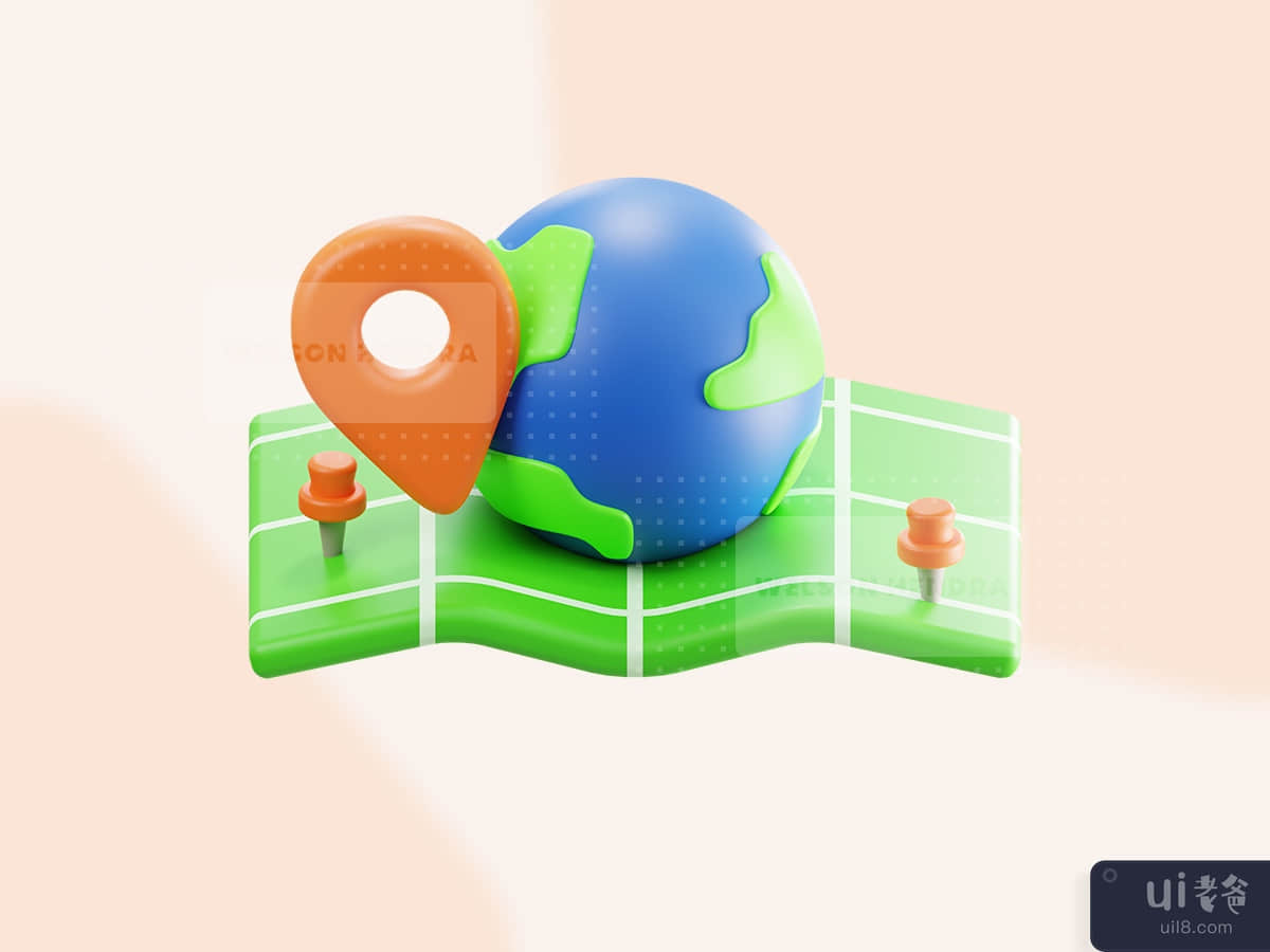 GPS map - Delivery 3D Illustration Pack
