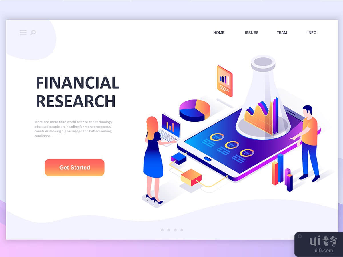 Financial Research Isometric Concept