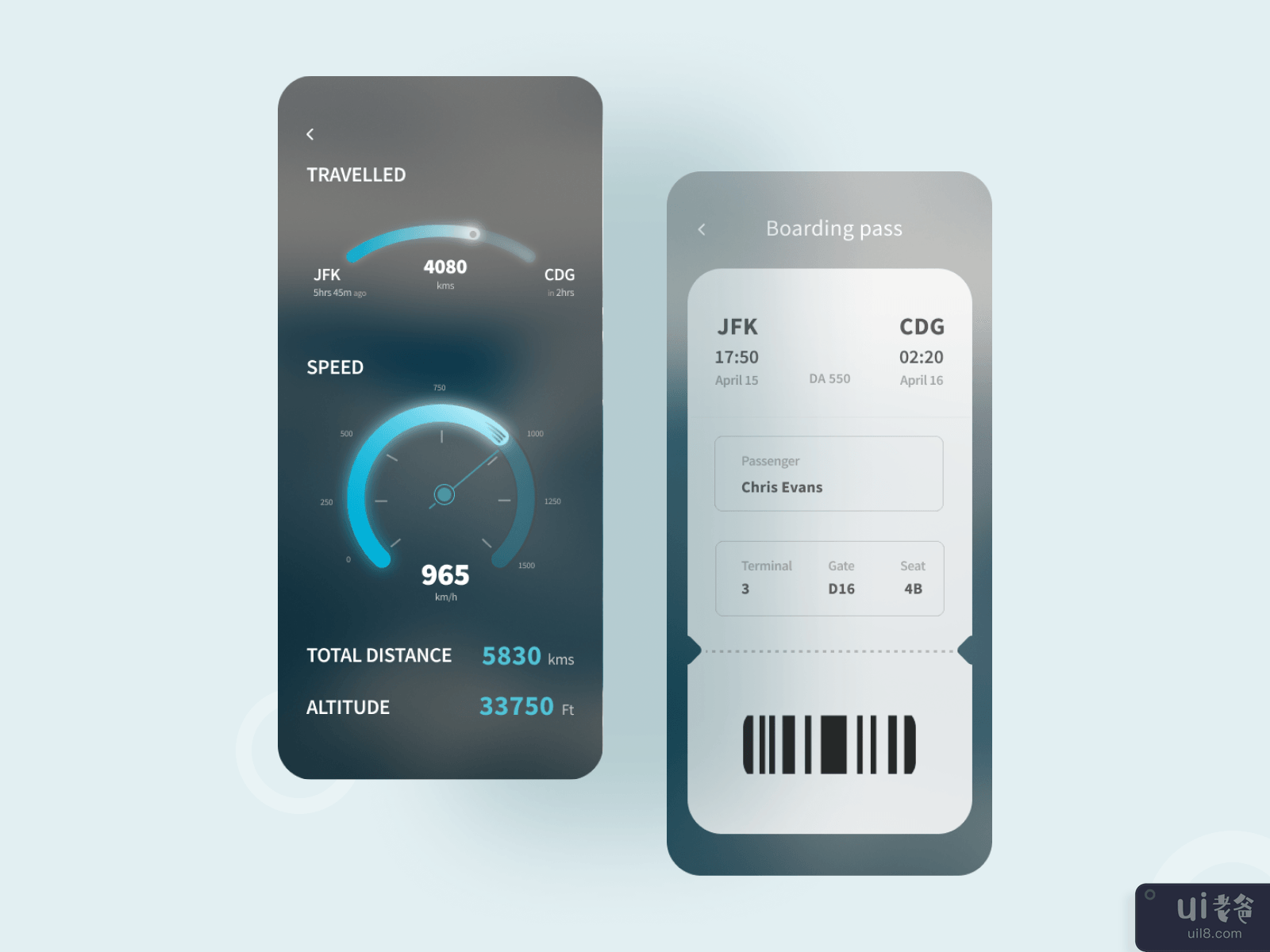 飞行追踪器应用程序 UI 设计(Flight Tracker App UI Design)插图