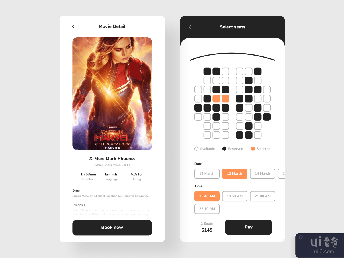 Cinemx - 电影票预订移动应用程序设计(Cinemx - Cinema Tickets Booking Mobile App Design)插图