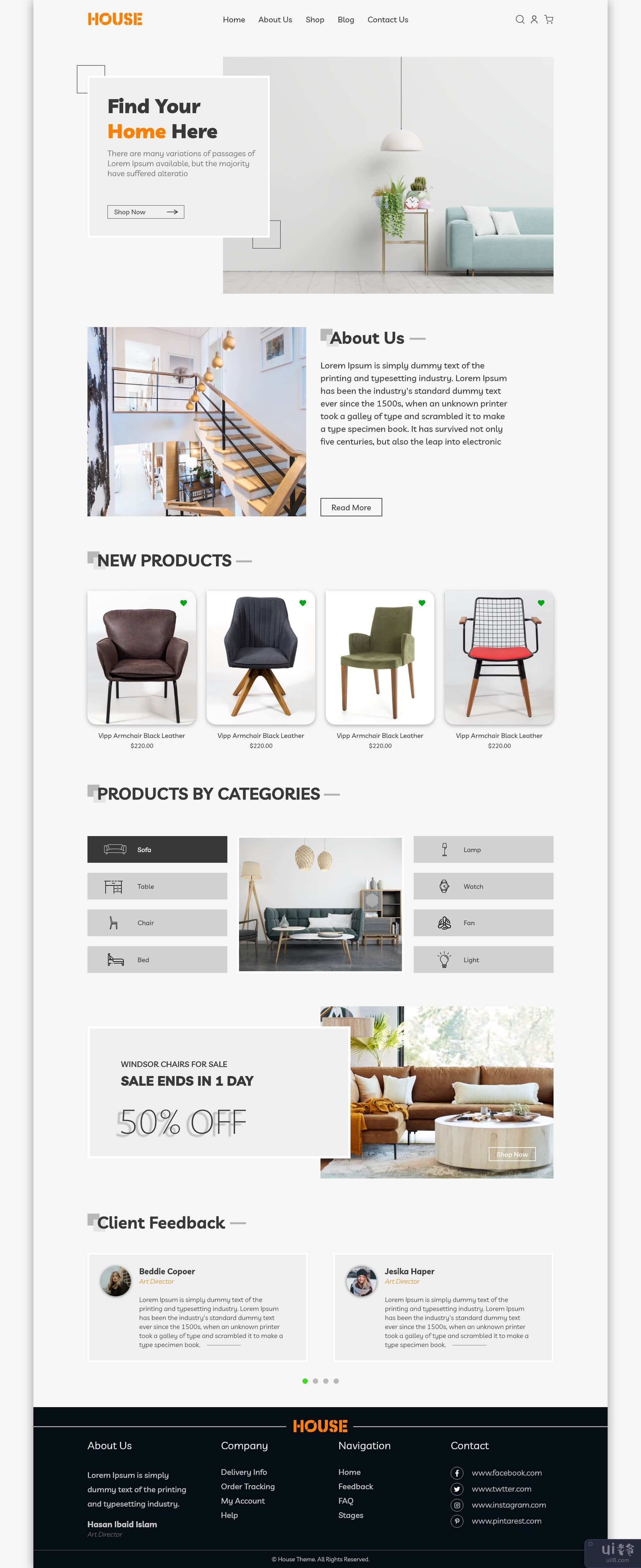 家具网店登陆页面模板设计(Furniture Online Shop Landing Page Template Design)插图